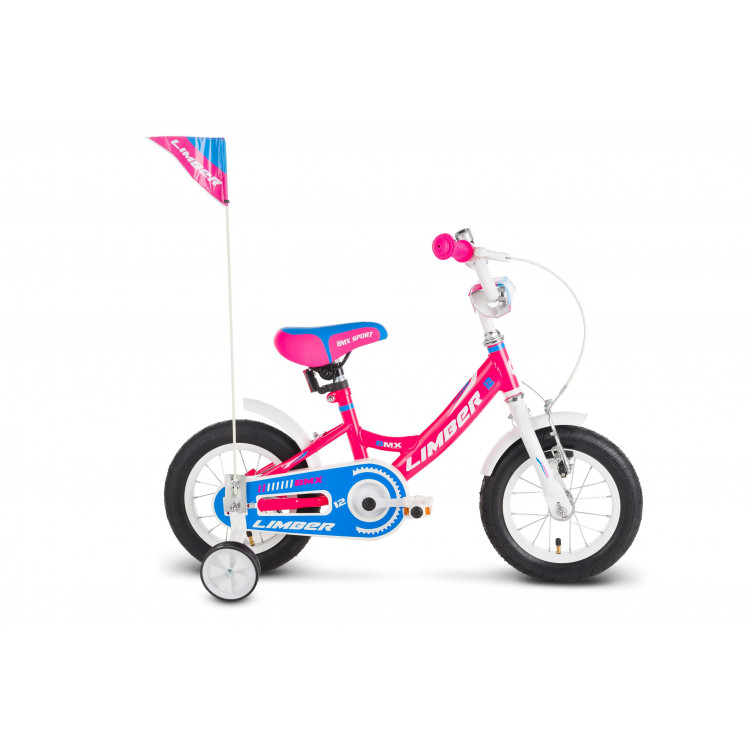 Detský bicykel 12 Limber Girl Ružovo-bielo-modrý